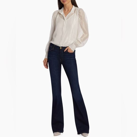 Frame Silk-Blend Long-Sleeve Blouse size S - Picture 2 of 16